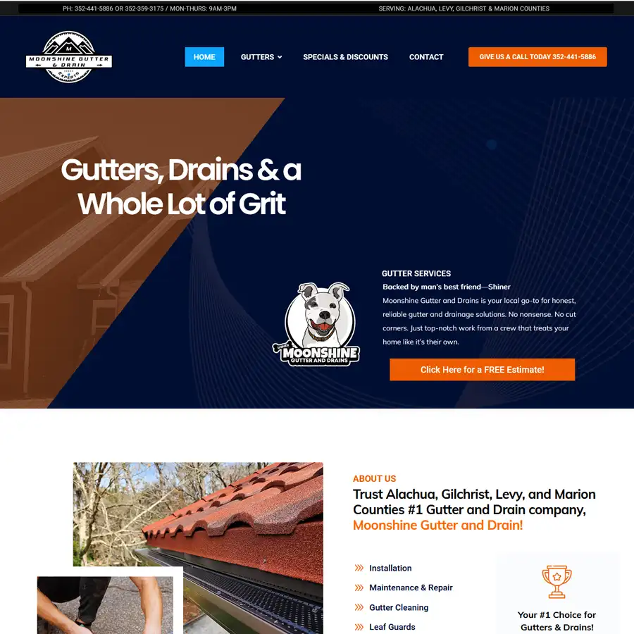 Moonshine Gutters Website